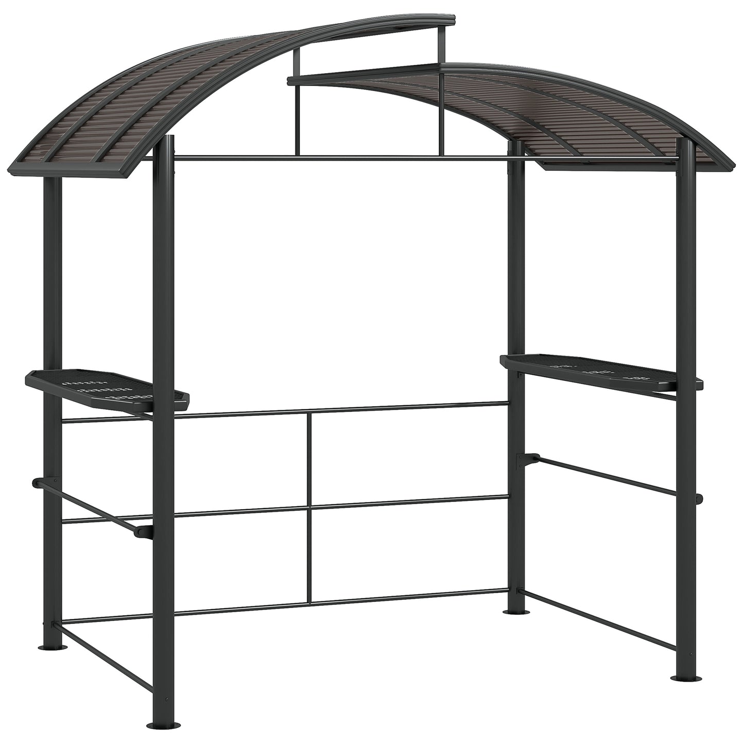 Outsunny Gazebo for Barbecue with Roof and 2 Storage Shelves, in Metal and PC, 240x150x230cm, Dark Gray - Borgè