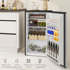 Hotels / Kitchenettes 91L Mini / Small Refrigerator with Adjustable Thermostat, Adjustable Shelves and Drawer, Silver
