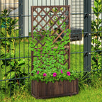 Outsunny Outdoor Fioriera with grilled for climbing and vase, in fir wood, 72.5x31.5x149.5 cm - Borgè