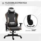 150° Reclining Gaming Chair with Rocking Function, Headrest and Lumbar Cushion, Grey