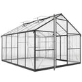 Outsunny PC and Aluminum Vegetable Garden Greenhouse with Hinged Door and 2 Adjustable Windows, 304x247x205 cm, Black