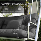 Outsunny Set of 4 Garden Cushions for Backrest and Seat with Padding, in Polyester, Charcoal Grey