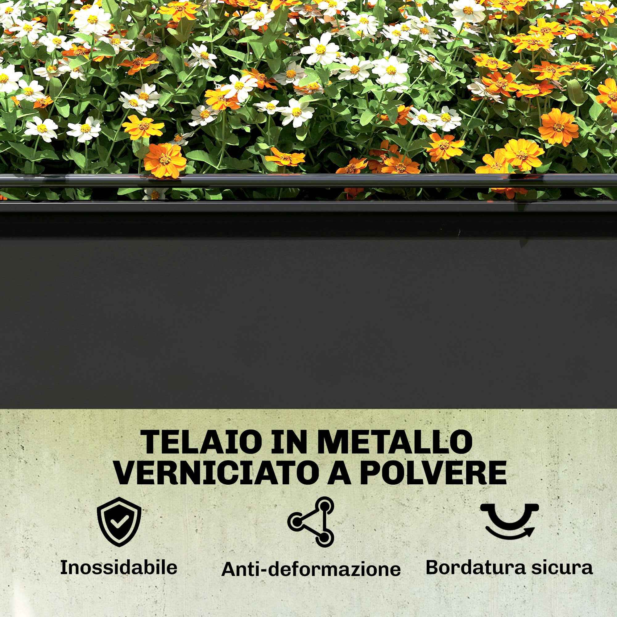 Outsunny Raised Vegetable Garden Bed with Mini Greenhouse Cover and Drainage Hole, 100x49x136 cm, Black