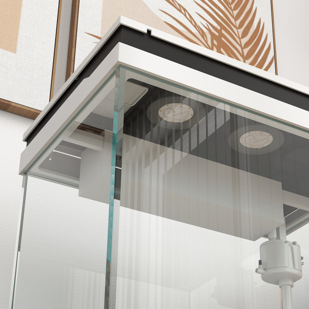 Goldfish Aquarium 26L with LED Lights, Filter System and Water Pump, 38x26x38 cm, White