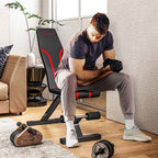 SPORTNOW Folding Gym Bench, Multifunctional Incline Abdominal Bench with 6-Level Adjustable Backrest, Black