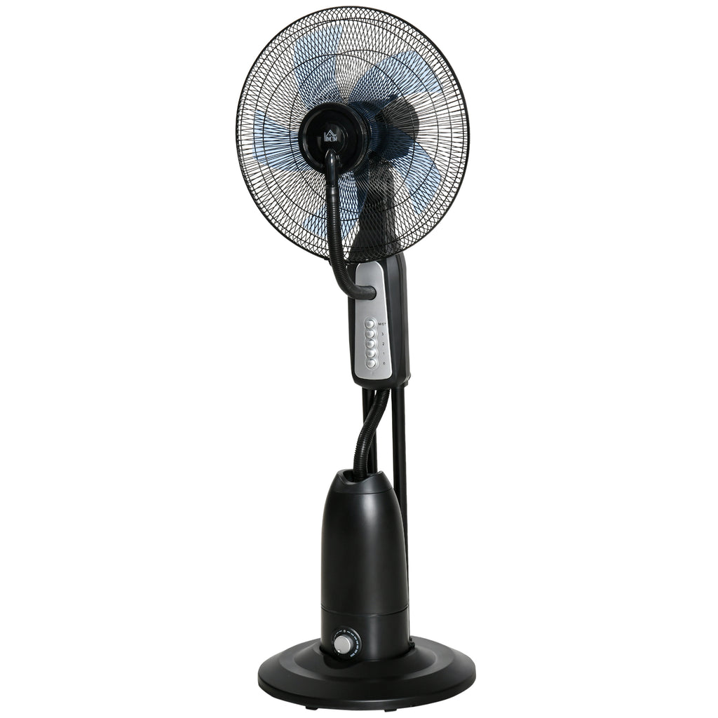HOMCOM 90W Nebulizer Fan with 4 Wheels with 2.8L Tank and 4 Speeds, in Metal, PE and ABS, 44.5x38.5x120 cm - Borgè