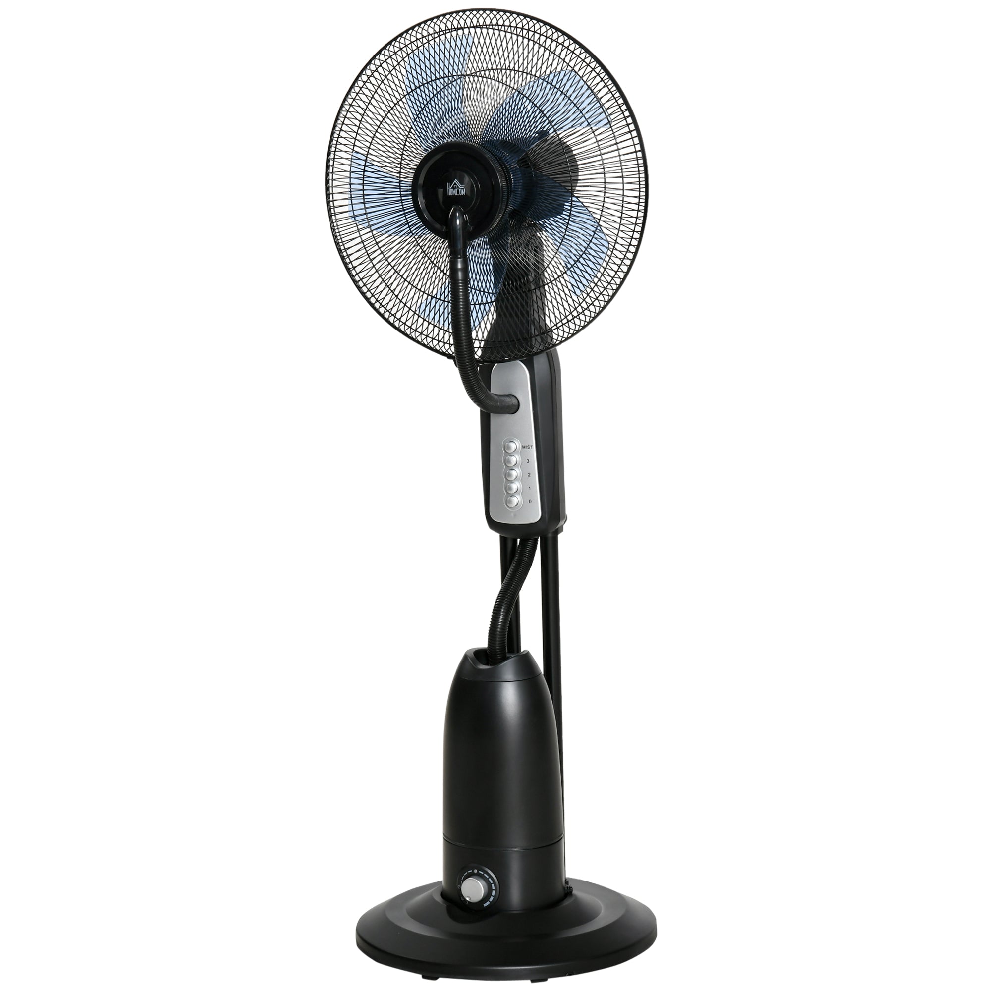 HOMCOM 90W Nebulizer Fan with 4 Wheels with 2.8L Tank and 4 Speeds, in Metal, PE and ABS, 44.5x38.5x120 cm - Borgè