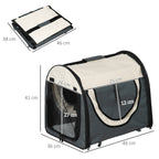 Foldable Oxford Pet Carrier with Removable Washable Cushion and Carry Bag, 46x36x41cm, Dark Grey