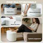 HOMCOM Foldable Storage Ottoman with 72L Compartment and Velvet Upholstery, 76x38x35 cm, Cream