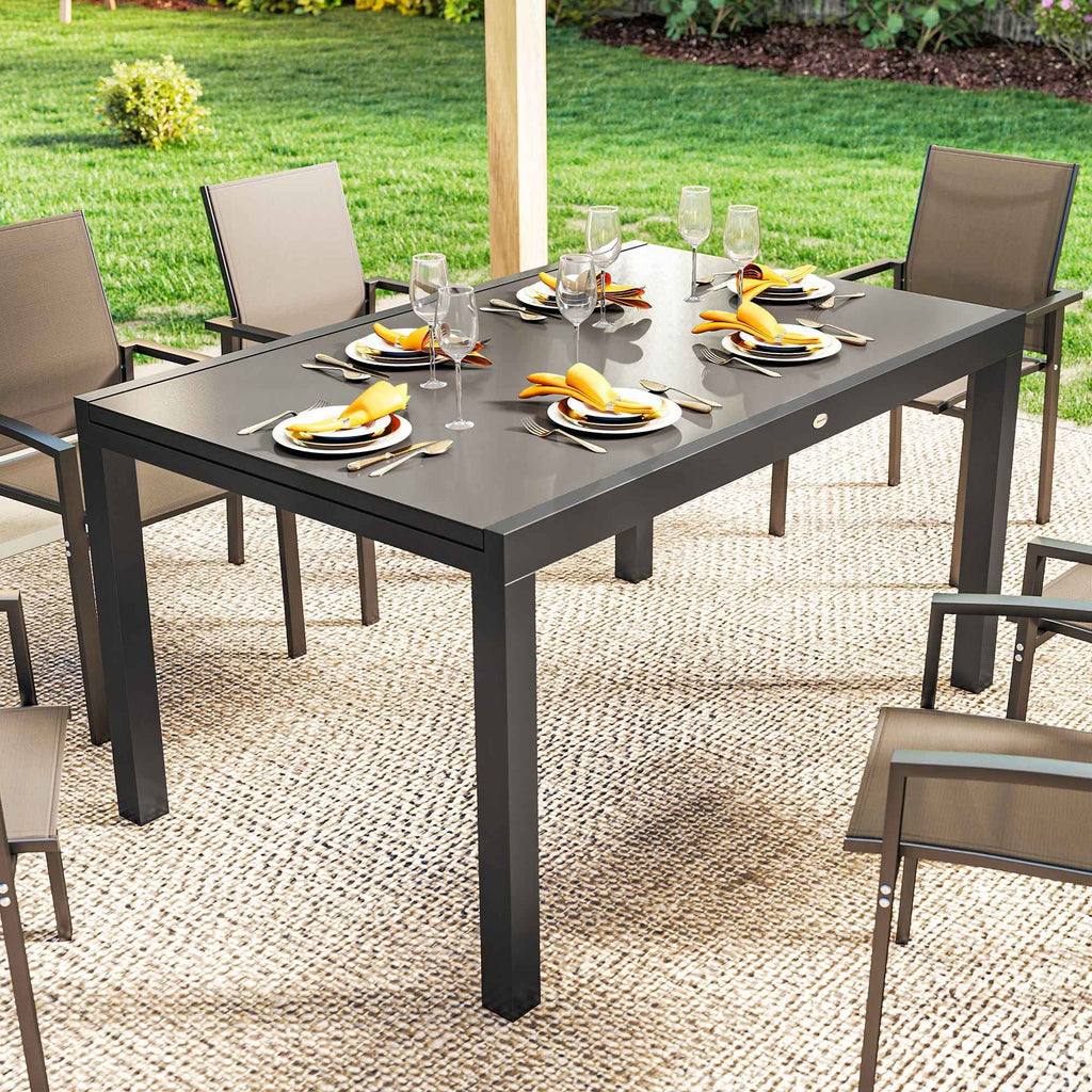 Outsunny Garden Table Extendable Dining Table 140/240x90 cm Black