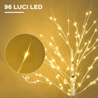 White Christmas Tree with LED Lights and 12 Branches for Indoor and Outdoor Use, in PP and Metal, 22x22x150 cm