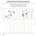 3-Way Dog Gate with Adjustable Width 74-148 cm and Automatic Closure, White