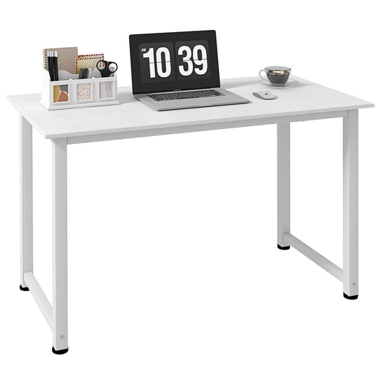 Computer Desk with Adjustable Feet in Chipboard and Steel, 120x60x76 cm, White