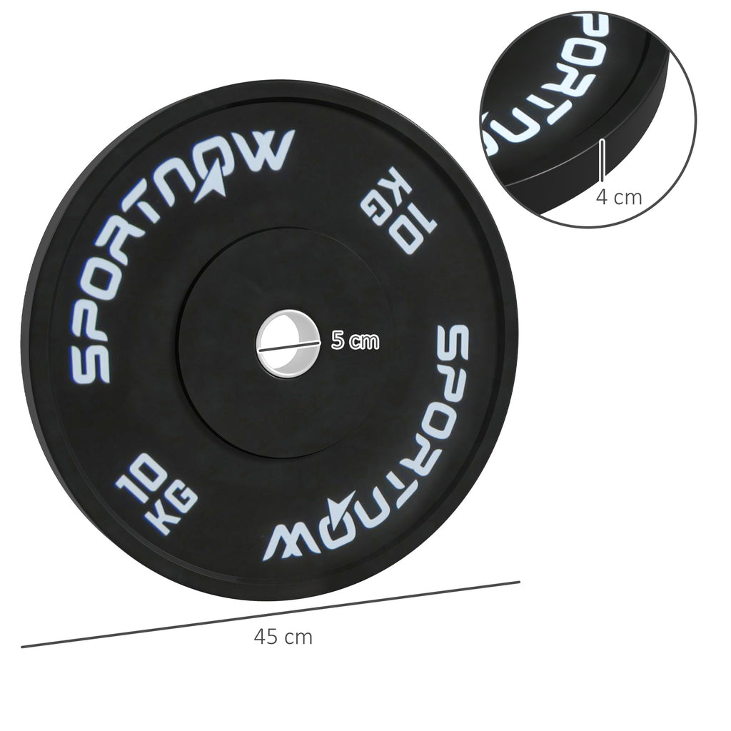 SportNow Set of 2 10kg gym discs for barbell and dumbbells with Ø5cm, black attack - Borgè