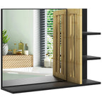 Modern 4 Tier Wall Mounted Wooden Bathroom Mirror, 45x15x58.5cm, Black