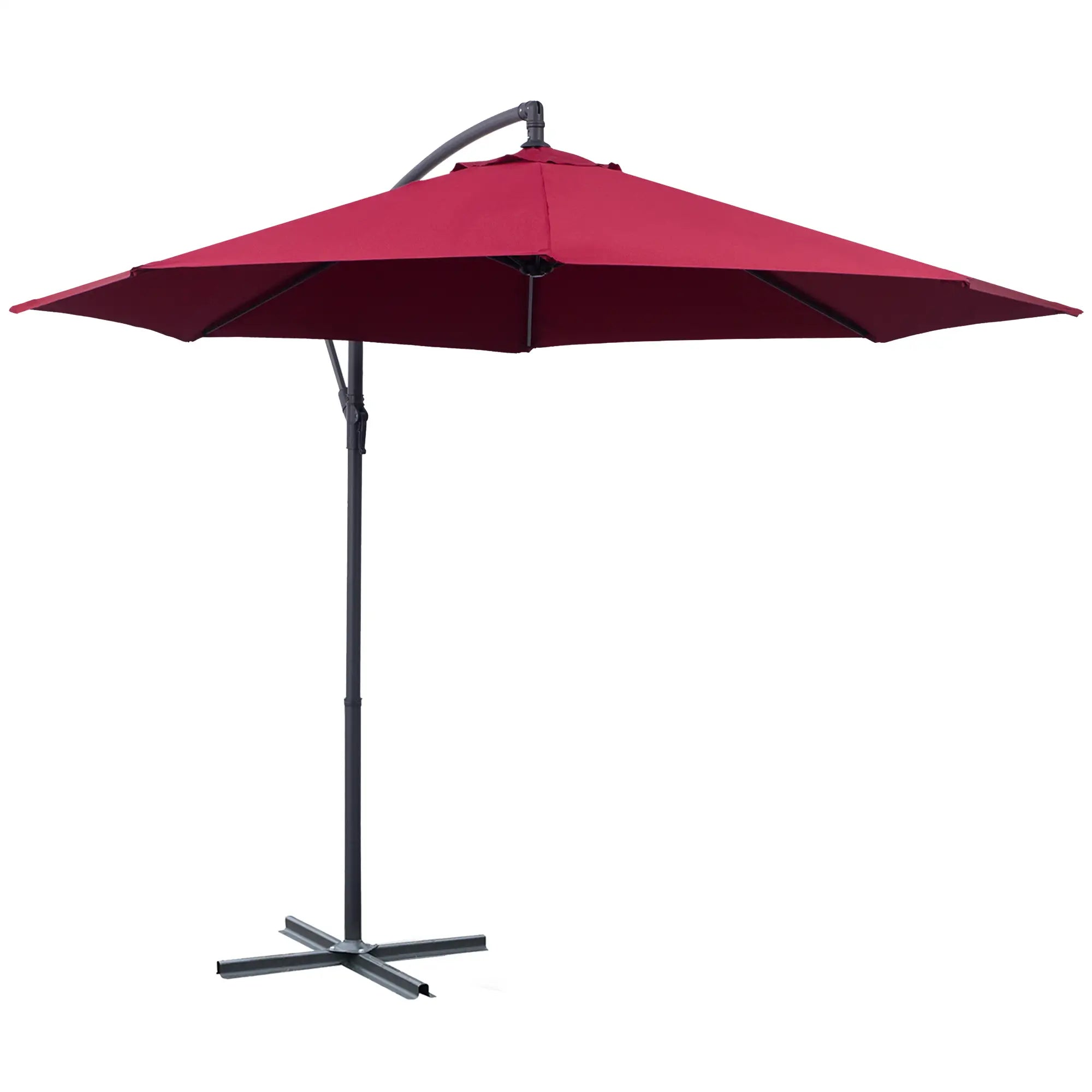 Garden Umbrella 3x2.5 m Tilting Arm with Crank, Dark Red - Borge' Group Limited
