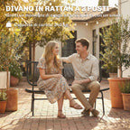 Outsunny 2-Seater Rattan Sofa, Loveseat with Woven Seat and Backrest, Black.