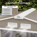 Metal Garden Shed with Vents and Double Sliding Door, 2.1x1.3m, Light Brown