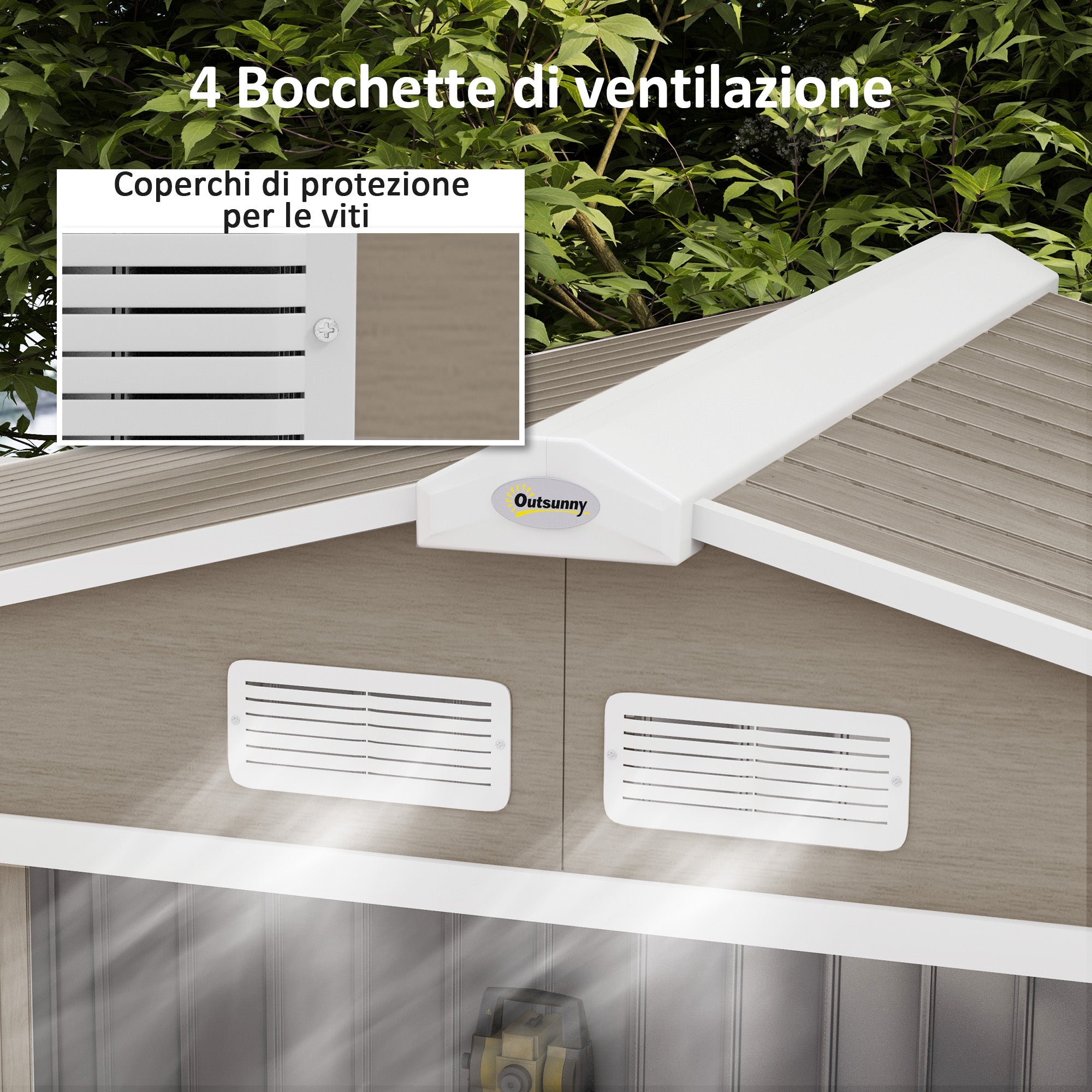 Metal Garden Shed with Vents and Double Sliding Door, 2.1x1.3m, Light Brown
