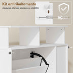 HOMCOM Narrow Shoe Rack with Adjustable Dividers, White