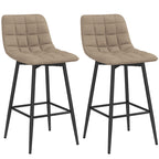 Set of 2 Nordic Style Kitchen Stools in Velvet and Metal Effect Fabric, 45x47x84 cm, Brown