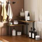 3-Tier Rotating Kitchen Shelf, Space-Saving, Wood and Steel, 40x10x36.5 cm, Rustic Brown