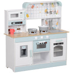 Wooden Toy Kitchen for Children Ages 3+, Interactive Stove, Oven and Coffee Machine, White