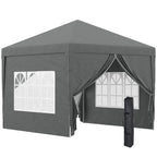 3x3m Folding Outdoor Gazebo with 4 Side Panels, Steel and Oxford Fabric Grey