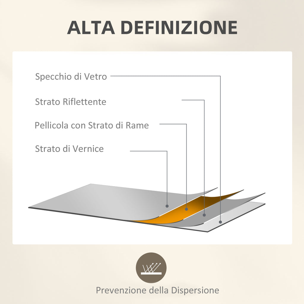 Window Style Wall Mirror with Vertical and Horizontal Mounting, 110x50cm, Black