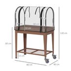 Raised Planter with Mini Greenhouse for Plants, Wheels and Shelf, 80x40x120cm, Brown - Borgè