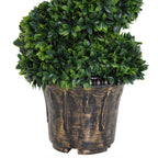 Set of 2 Artificial Boxwood Spiral Plants for Indoor and Outdoor Use with Pot, Ø32x120 cm, Green