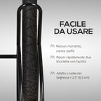 Floor-Standing Bike Rack for 2 Bikes with Tires up to 6.5 cm, Black Steel Swivel Frame, 60x54x57cm