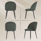 Set of 2 Upholstered Dining Chairs with Shell Backrest in Velvet, 52x55x79 cm, Grey