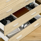 Chest of 4 Wooden Drawers and Aluminum Handles, 76x35x72cm, White and Oak