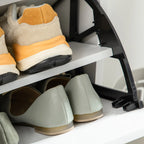 Modern Shoe Cabinet for 12 Pairs of Shoes with 2 Drop-Door and Drawer, 76x26x110 cm, White