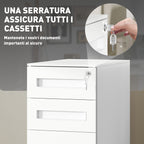 Steel Document Holder on 5 Wheels with 2 Drawers and Pen Tray, 30x43.5x60 cm, White