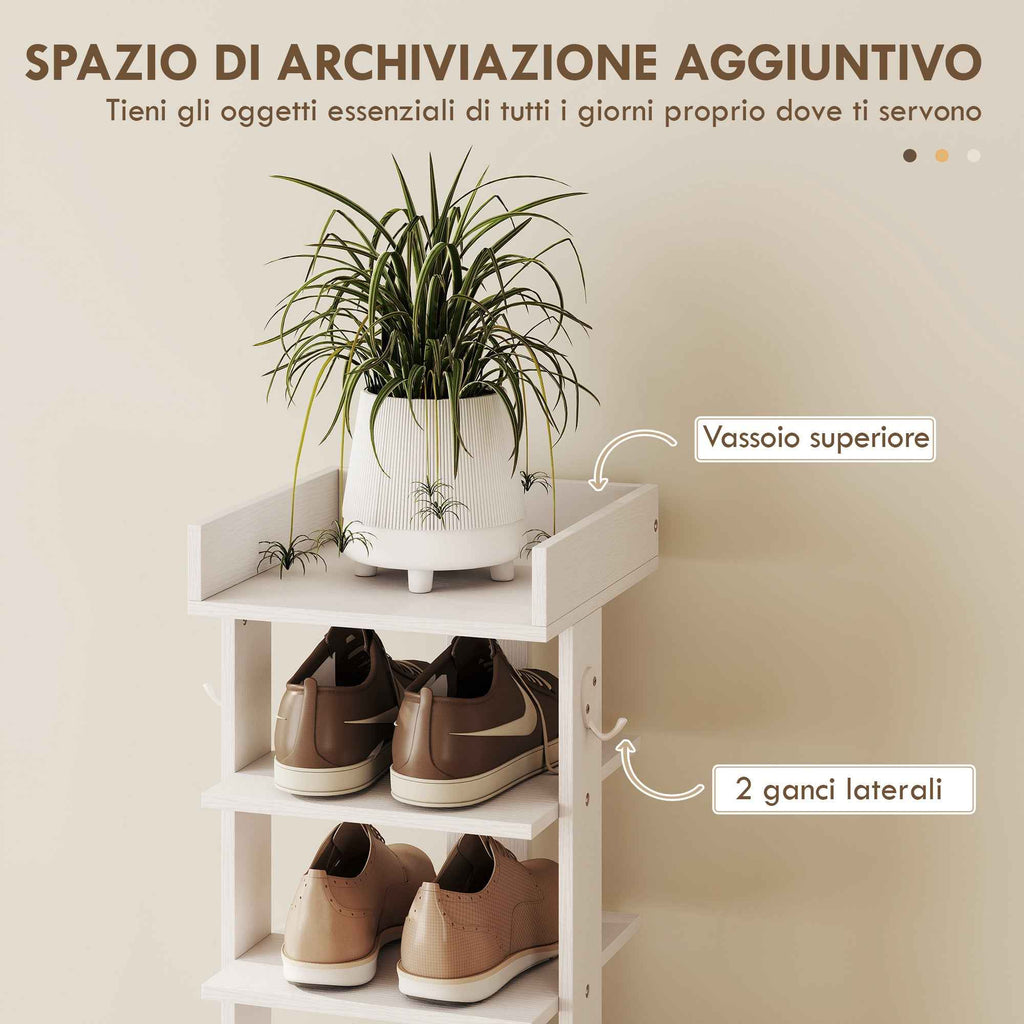HOMCOM 9-Tier Shoe Rack, Entryway Shoe Organizer, White