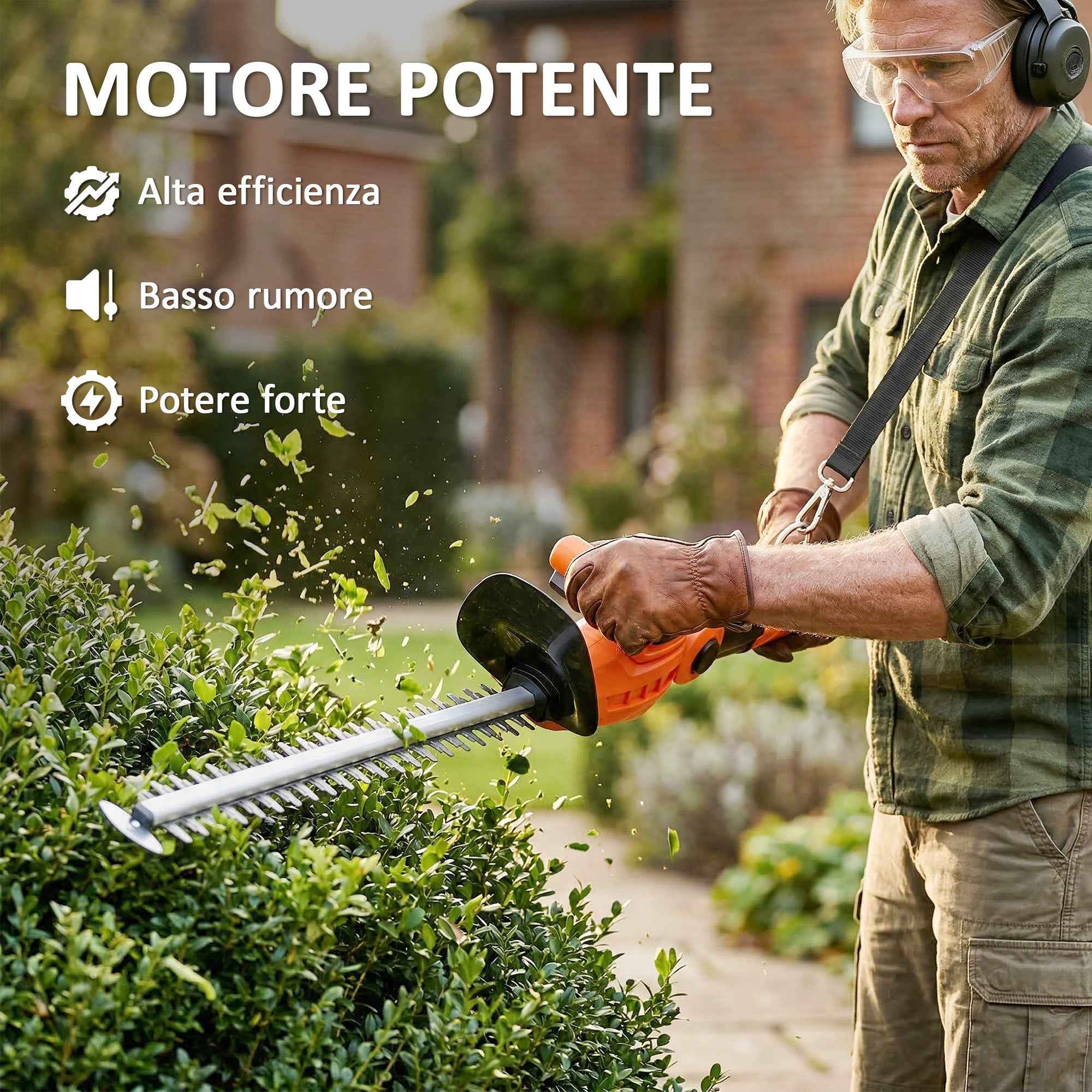 Outsunny Cordless Hedge Trimmer with 2 x 4000mAh Batteries and Aluminum Telescopic Pole