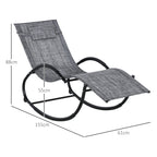 Outsunny Waterproof Outdoor Zero-Gravity Rocking Deck Chair with Headrest, 155x61x88 cm, Gray - Borgè