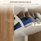 HOMCOM Space-saving 3-drawer shoe rack with adjustable shelf for 18-24 pairs of shoes, 72x24x119cm, White - Borgè