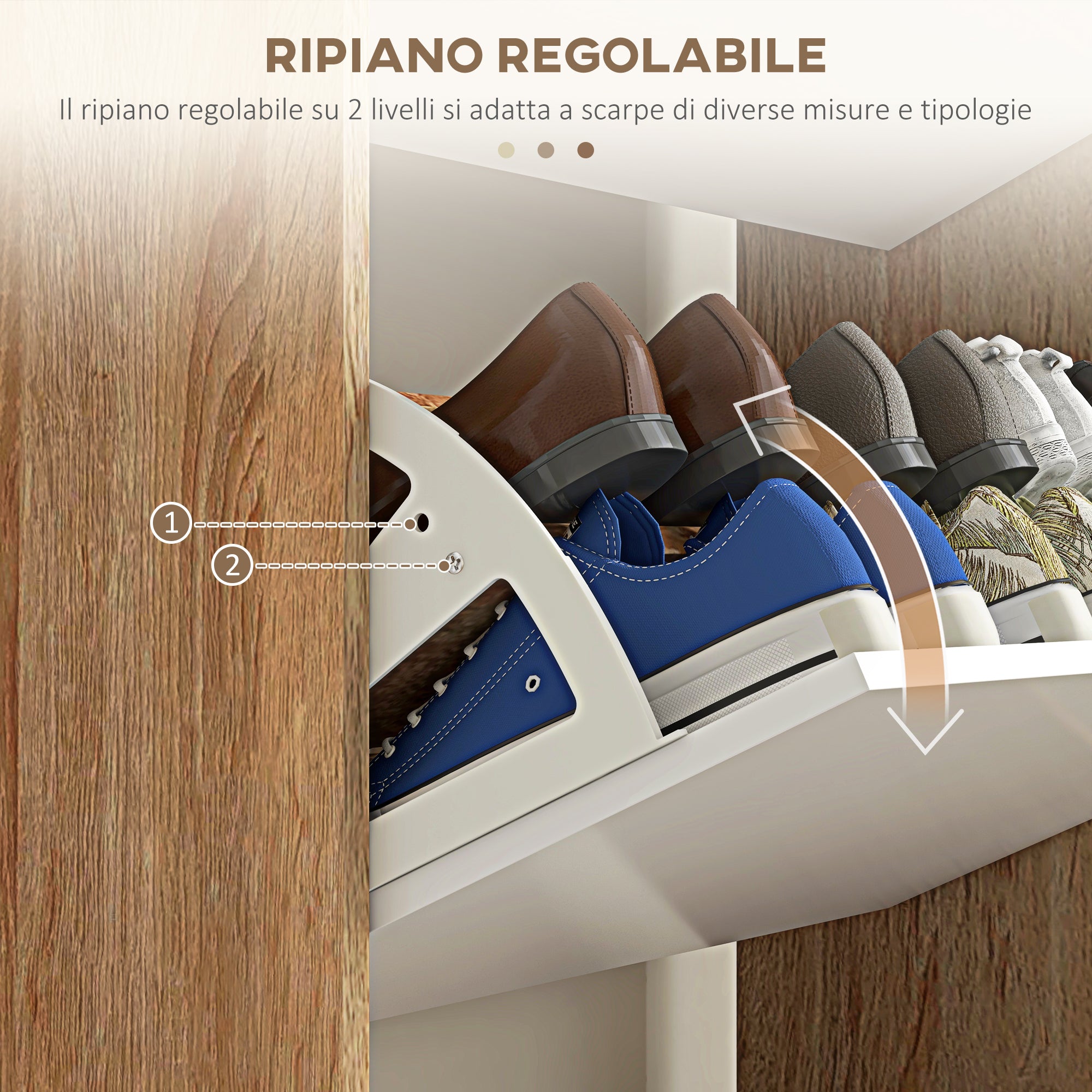 HOMCOM Space-saving 3-drawer shoe rack with adjustable shelf for 18-24 pairs of shoes, 72x24x119cm, White - Borgè