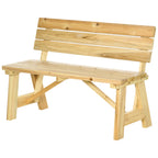 Outsunny Wooden Garden bench 2 cars with high backrest, 116x56x80cm, natural color - Borgè