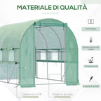 Outsunny 3x2x2m Steel Vegetable Garden Greenhouse with PE Cover, Zip Doors and Mesh Windows, Green