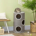 3-Tier Cat House with Sisal Scratching Post and Plush, Ø38x70cm, Light Grey - Borge' Group Limited