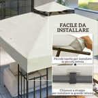 Outsunny 3x3m UPF30+ 2-Tier Garden Gazebo Cover in Light Grey Polyester