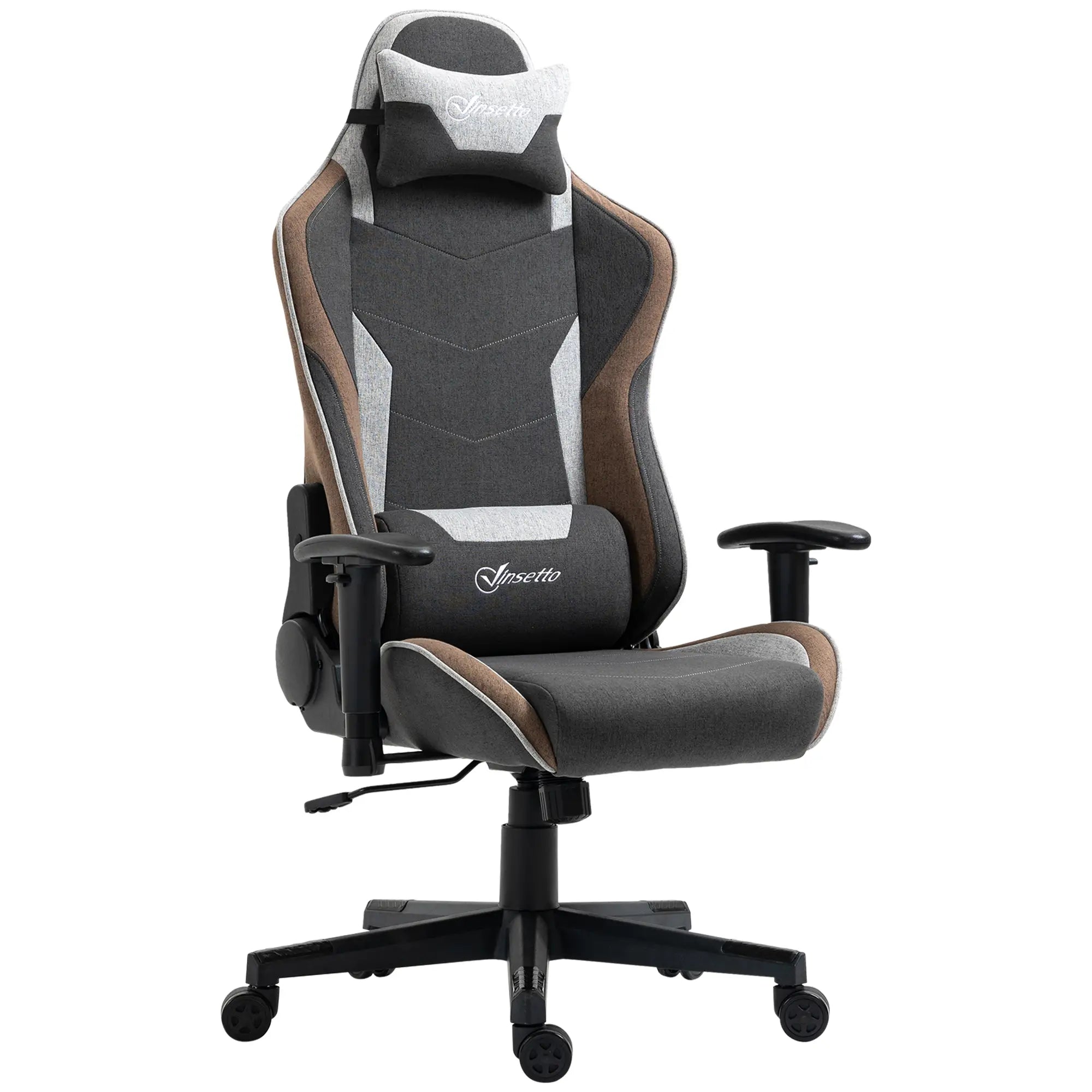 150° Reclining Gaming Chair with Rocking Function, Headrest and Lumbar Cushion, Grey