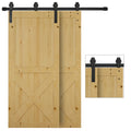 Homcom Sliding Stainless Sliding Door Kit with track, rollers, stops, guides, bolts and screws, 200x0.6x4 cm, black - Borgè