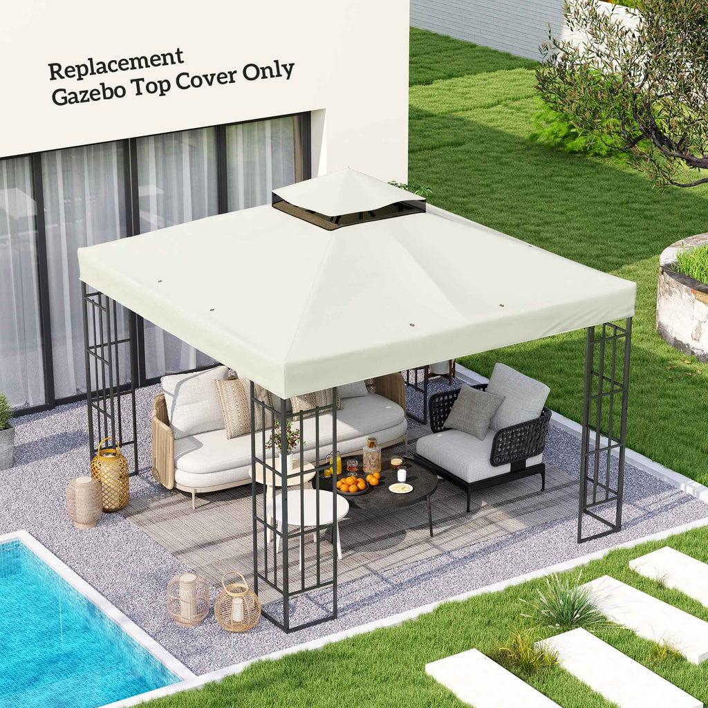 Outsunny 3x3m UPF30+ 2-Tier Garden Gazebo Cover in Light Grey Polyester