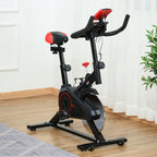 Professional Indoor Exercise Bike with Adjustable Seat, Monitor and 6kg Flywheel, Aerobic Fitness Training, 85×46×114cm