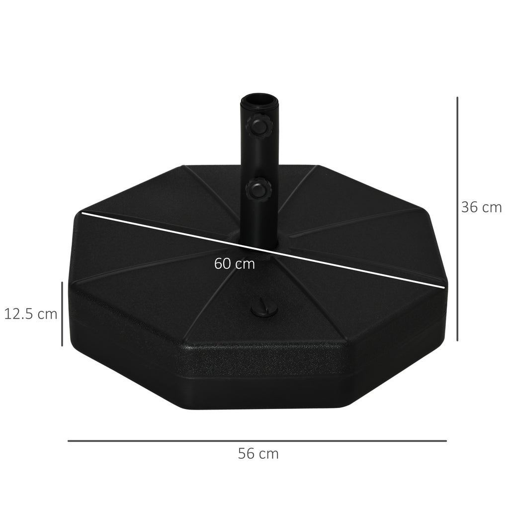 Plastic Umbrella Base Fillable with Water and Sand 28-40 kg, for 38-48 mm Poles, Ø60 cm, Black